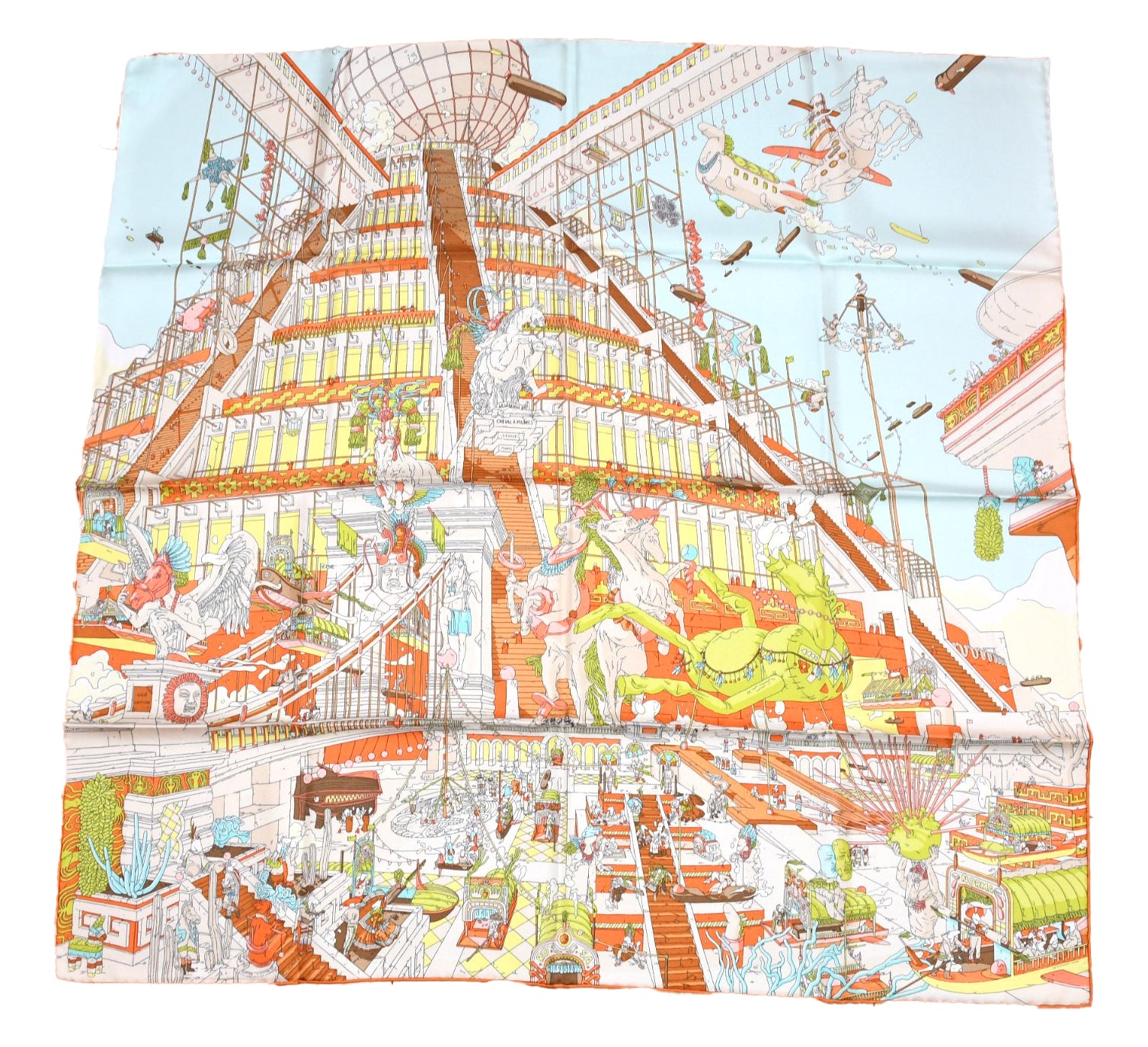 HERMÈS カレ90 LU ALLURES DU CHEVAL Hermes Scarf La Legende Du Cheval 90 cm silk light blue Carre