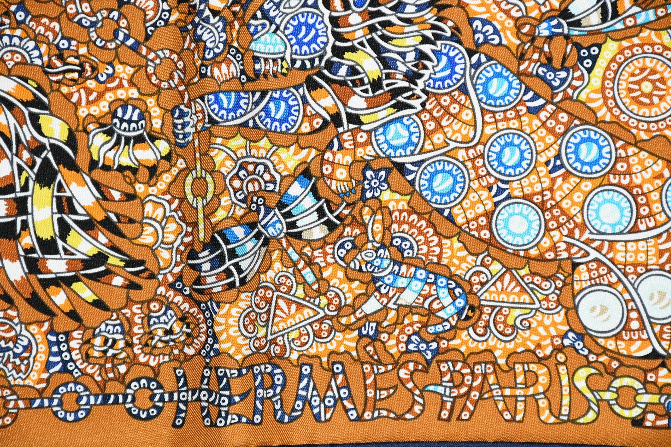 Hermes Scarf La Legende de la Foret 90 cm orange forest deer