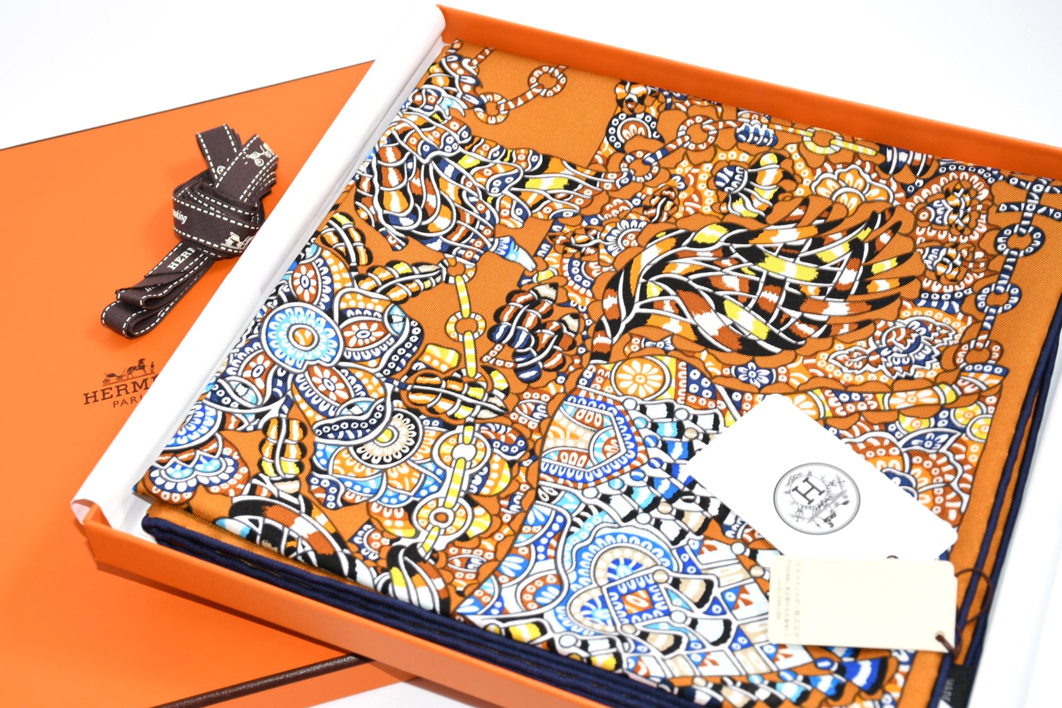 Hermes Scarf La Legende de la Foret 90 cm orange forest deer