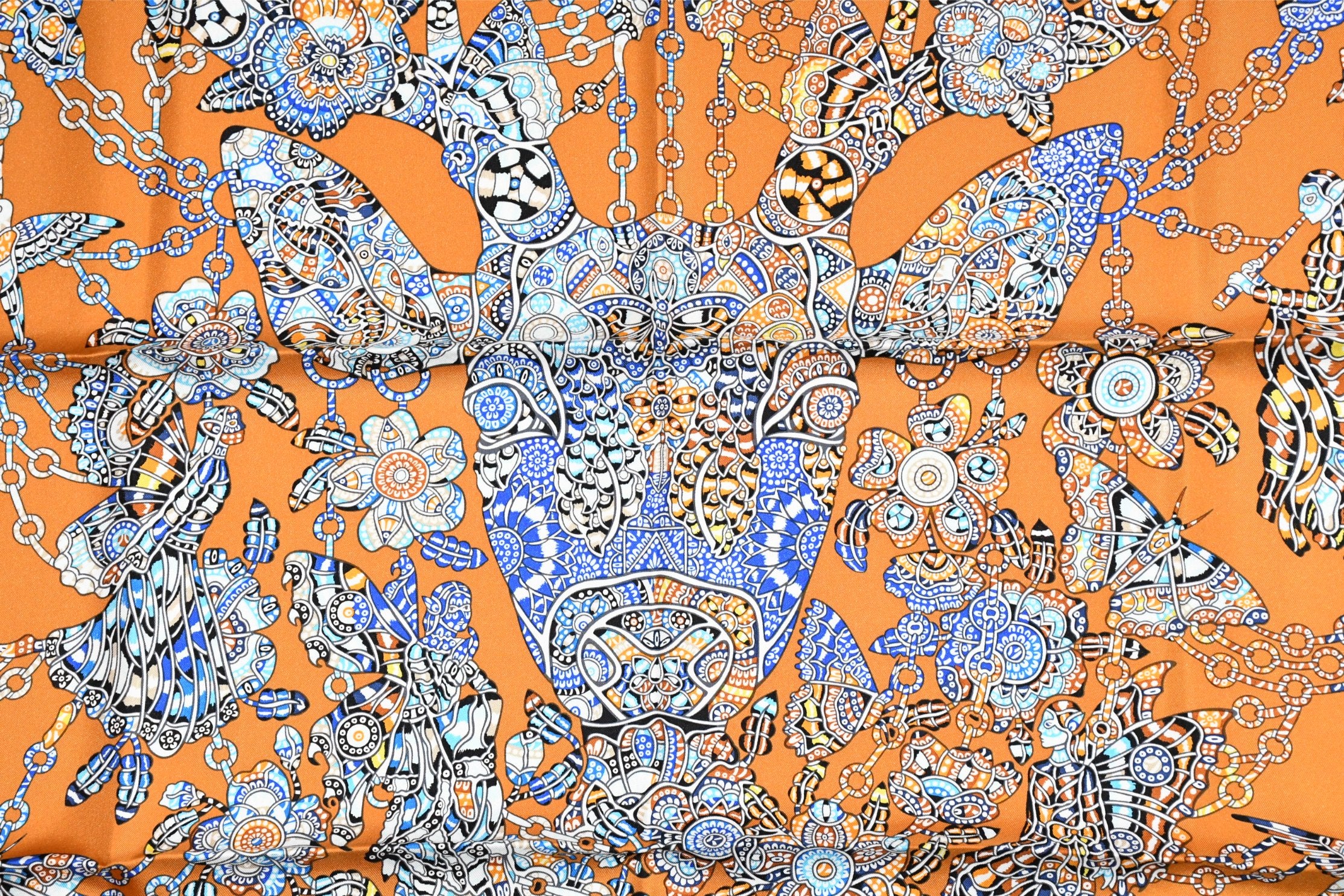 Hermes Scarf La Legende de la Foret 90 cm orange forest deer