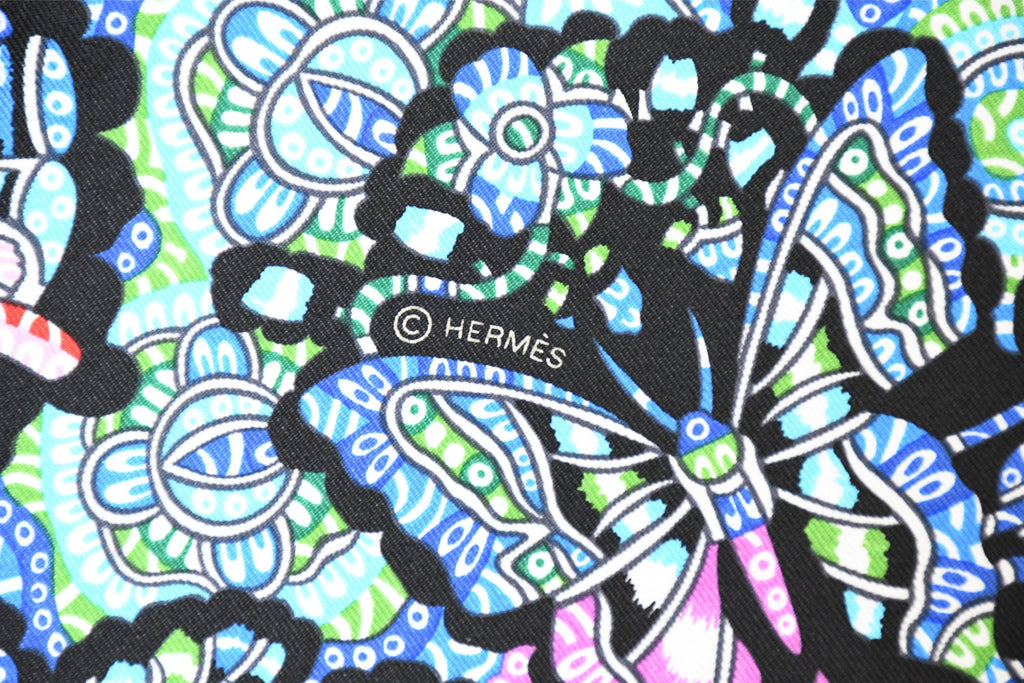 Hermes Scarf La Legende de la Foret 90 cm silk black yellow legend forest deer Carre 35"