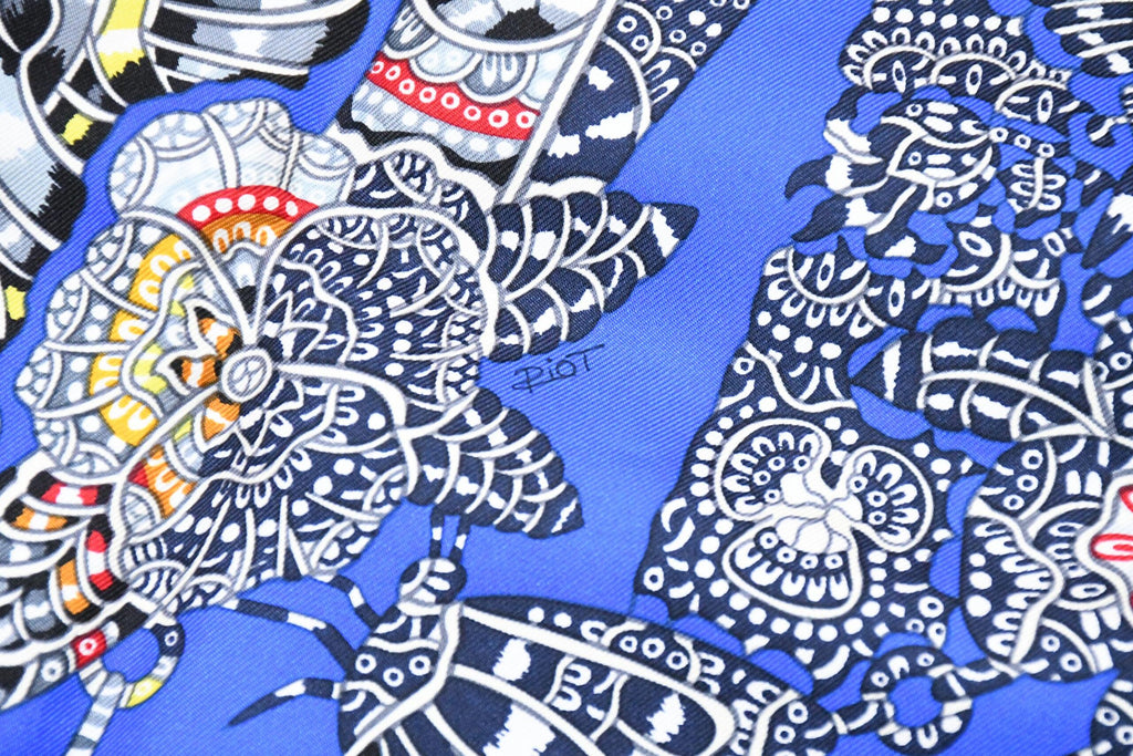 Hermes Scarf La Legende de la Foret 90 cm silk blue legend forest deer Carre 35"