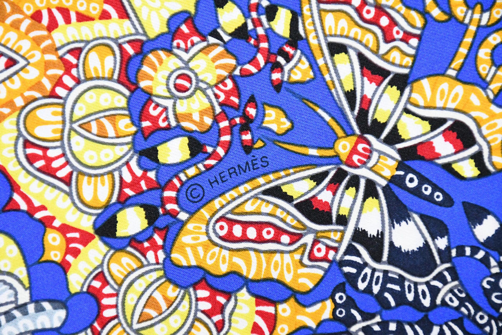 Hermes Scarf La Legende de la Foret 90 cm silk blue legend forest deer Carre 35"