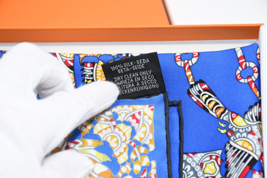 Hermes Scarf La Legende de la Foret 90 cm silk blue legend forest deer Carre 35"