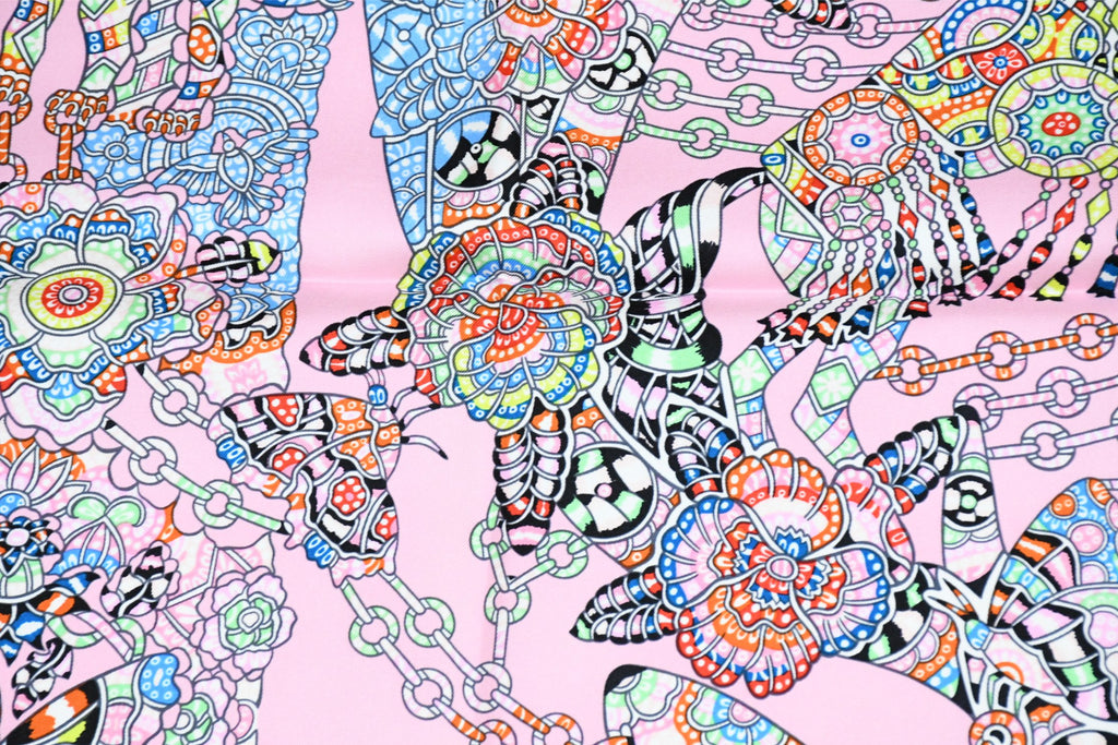 Hermes Scarf La Legende de la Foret 90 cm silk pink legend forest deer Carre 35"