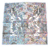 Hermes Scarf La Legende de la Foret 90 cm silk white blue legend forest deer Carre 35"