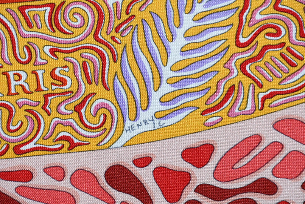 Hermes Scarf La Legende du Poisson Corail 90 cm silk orange Carre coral fish 35"