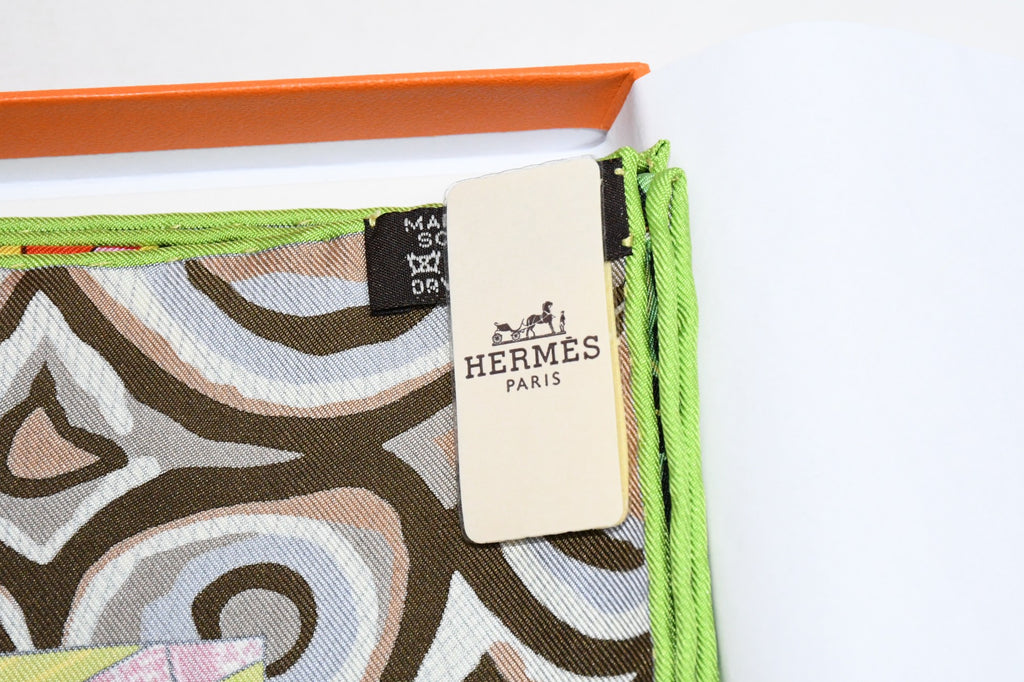 Hermes Scarf La Marche du Zambeze 90 cm silk orange Carre elephant river 35"