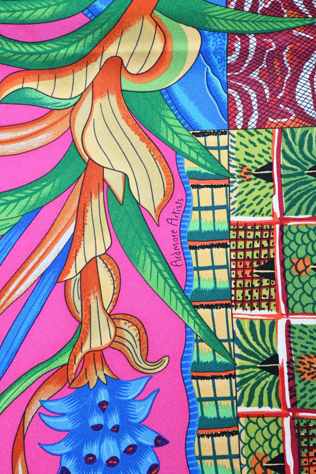 Hermes Scarf La Marche du Zambeze 90 cm silk pink Carre elephant