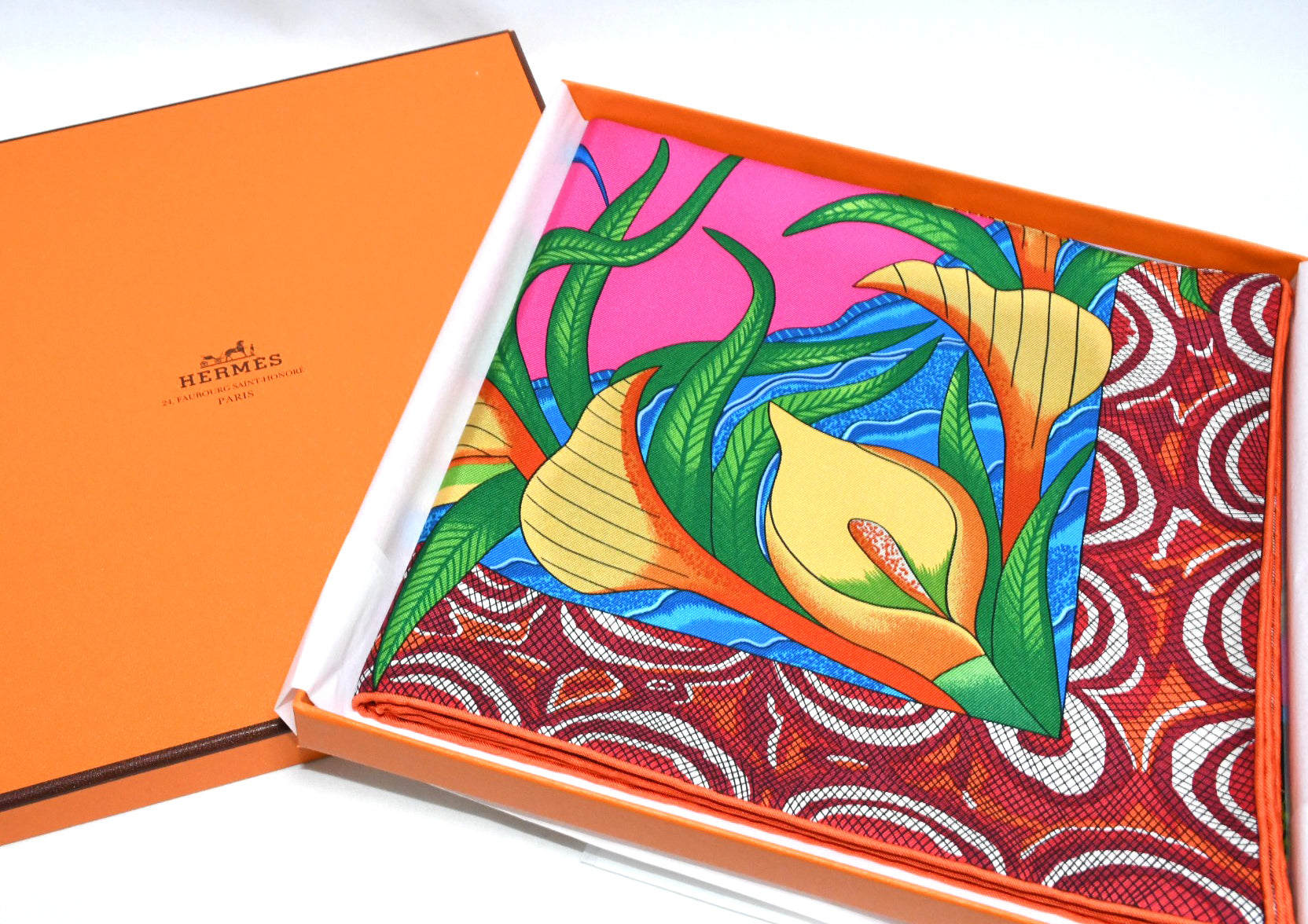 Hermes Scarf La Marche du Zambeze 90 cm silk pink Carre elephant