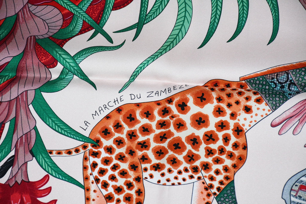 Hermes Scarf La Marche du Zambeze Silk 90 cm Elephant animal Carre 35" R724