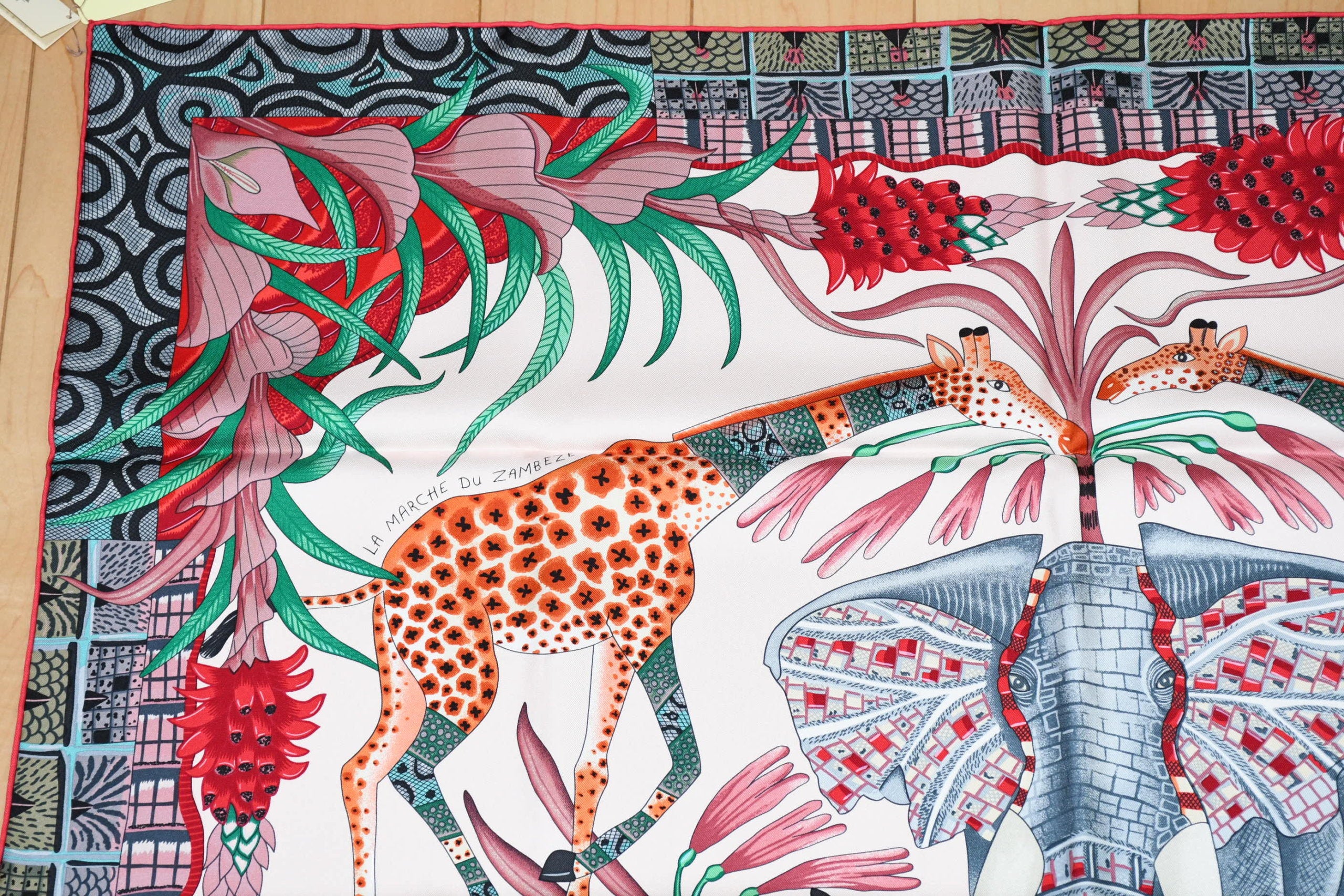 Hermes Scarf La Marche du Zambeze Silk 90 cm Elephant animal Carre