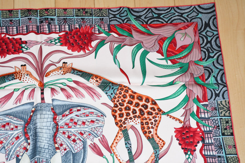 Hermes Scarf La Marche du Zambeze Silk 90 cm Elephant animal Carre 35" R724