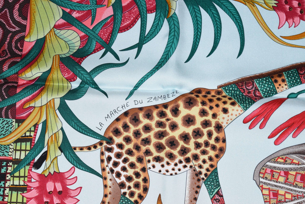 Hermes Scarf La Marche du Zambeze Silk 90 cm Elephant animal Carre 35" RA35