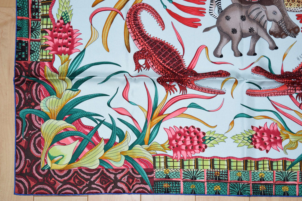 Hermes Scarf La Marche du Zambeze Silk 90 cm Elephant animal Carre 35" RA35