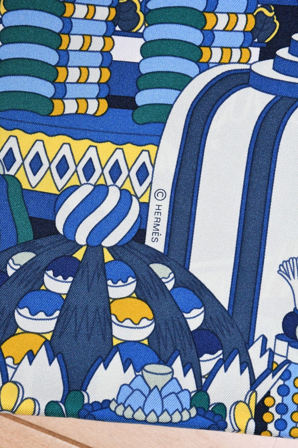 Hermes Scarf La Patisserie Francaise 90 cm silk blue Carre french pastry 35"