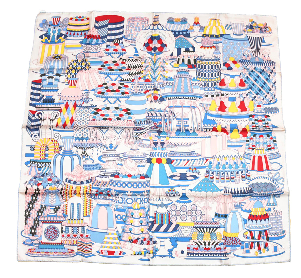 Hermes Scarf La Patisserie Francaise 90 cm silk light pink Carre french pastry 35"