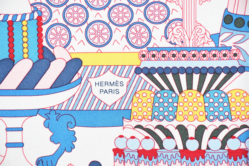 Hermes Scarf La Patisserie Francaise 90 cm silk light pink Carre french pastry 35"