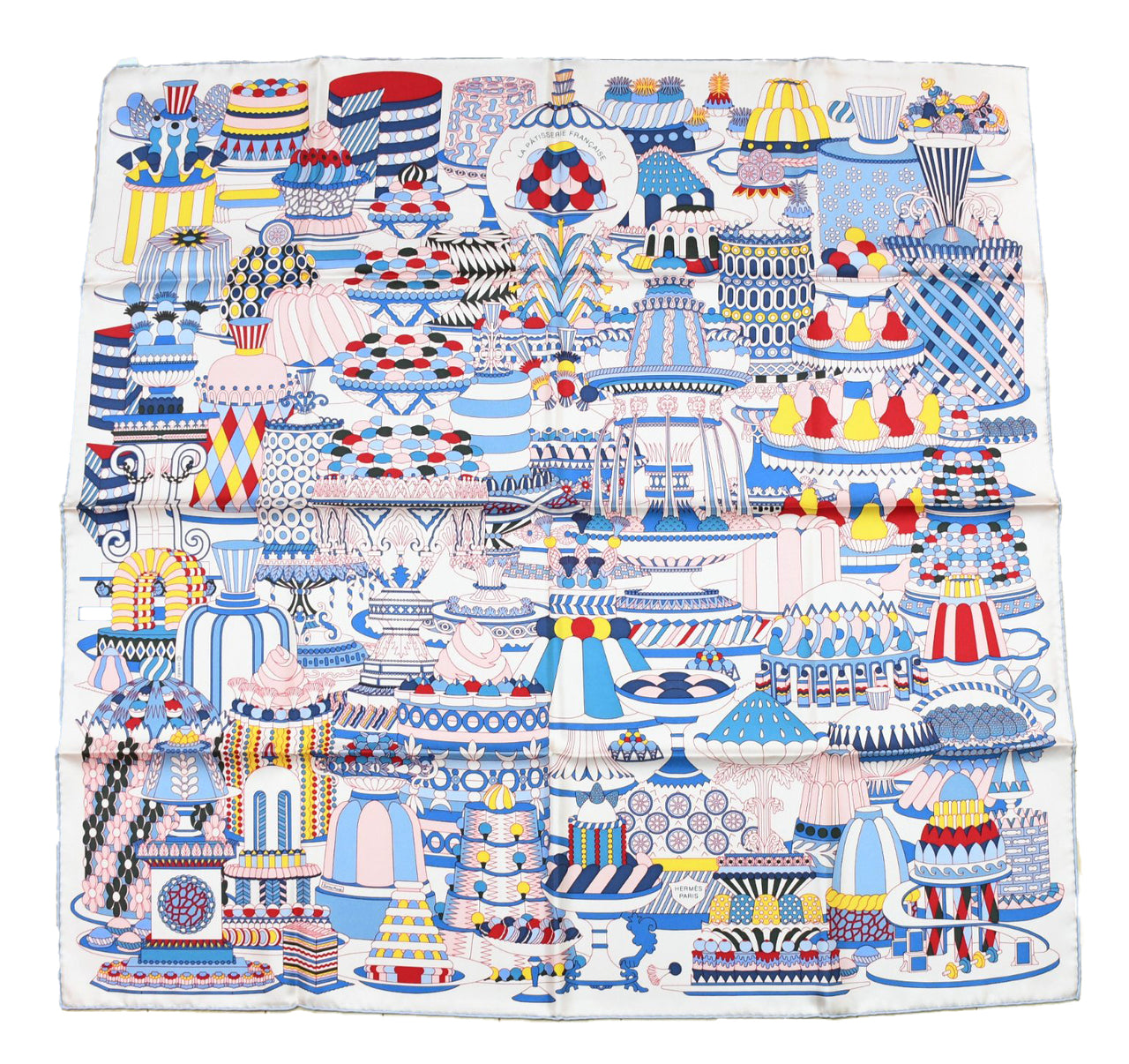 Hermes Scarf La Patisserie Francaise 90 cm silk light pink Carre french pastry 35"