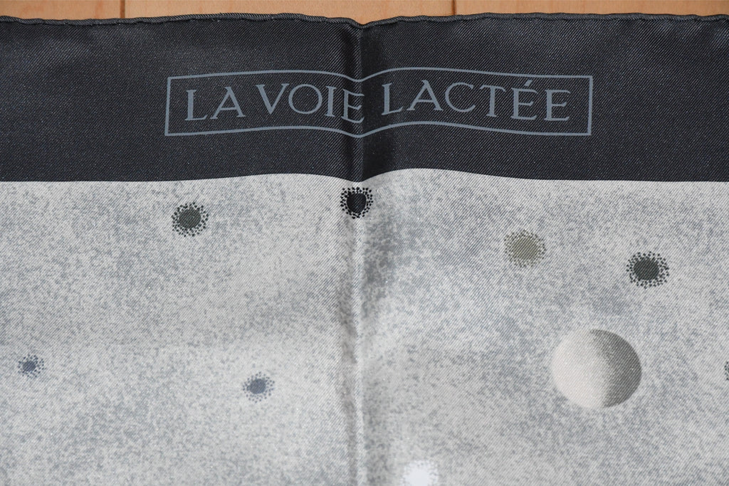 Hermes Scarf La Voie Lactee by Wlodek Kaminski 90 cm silk milky way gray black