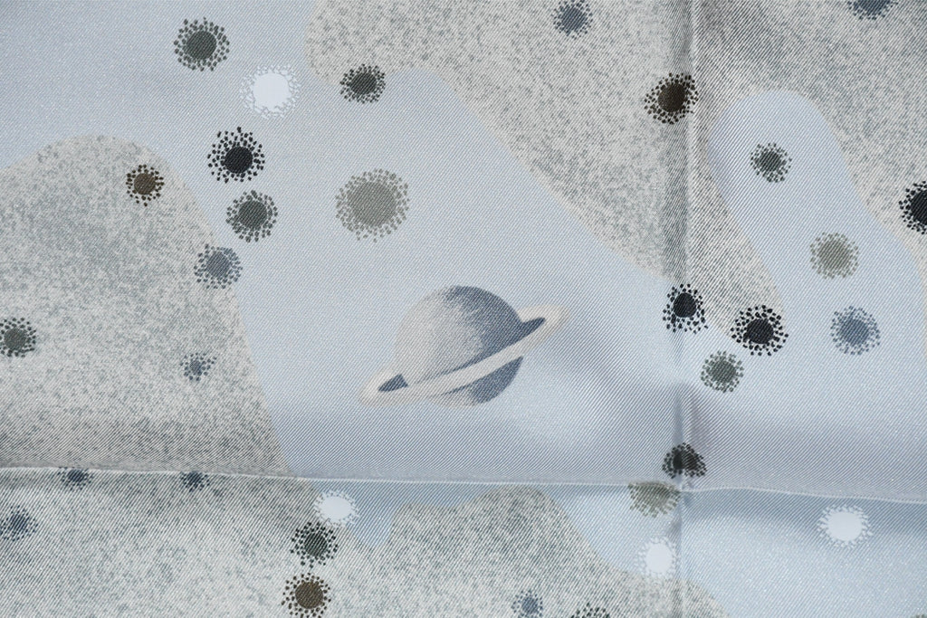 Hermes Scarf La Voie Lactee by Wlodek Kaminski 90 cm silk milky way gray black