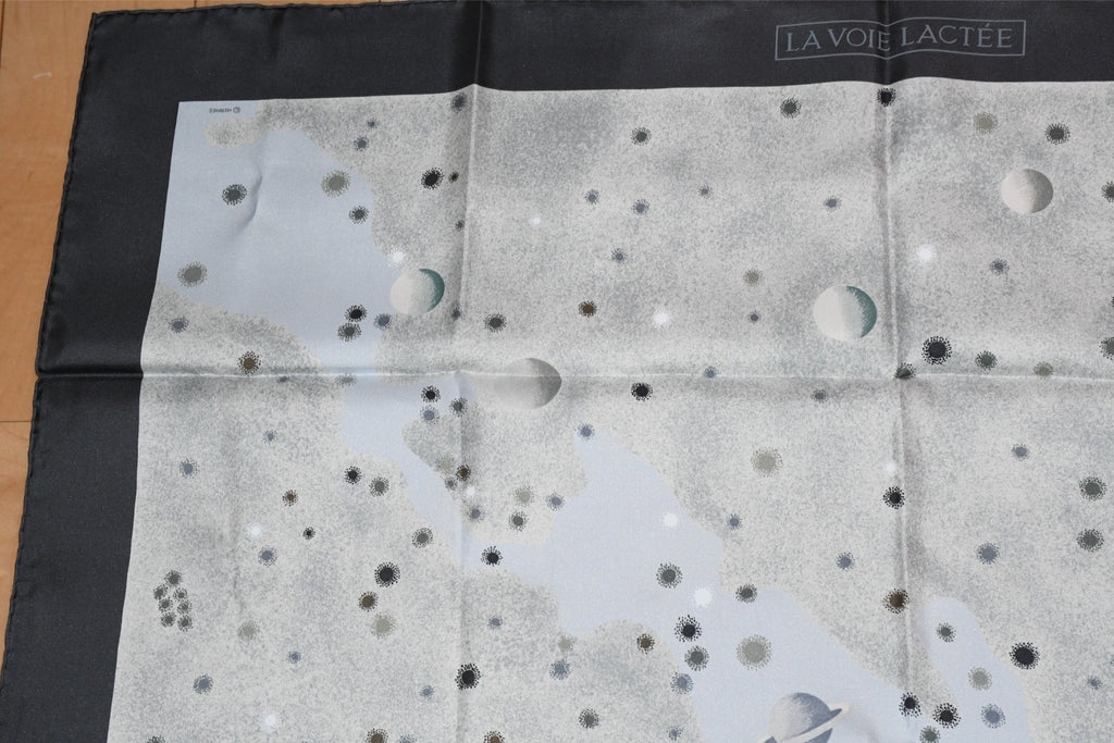 Hermes Scarf La Voie Lactee by Wlodek Kaminski 90 cm silk milky way gray black