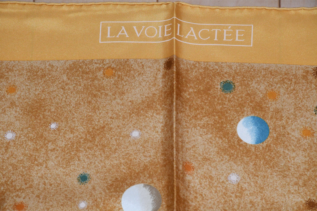 Hermes Scarf La Voie Lactee by Wlodek Kaminski 90 cm silk milky way yellow gold