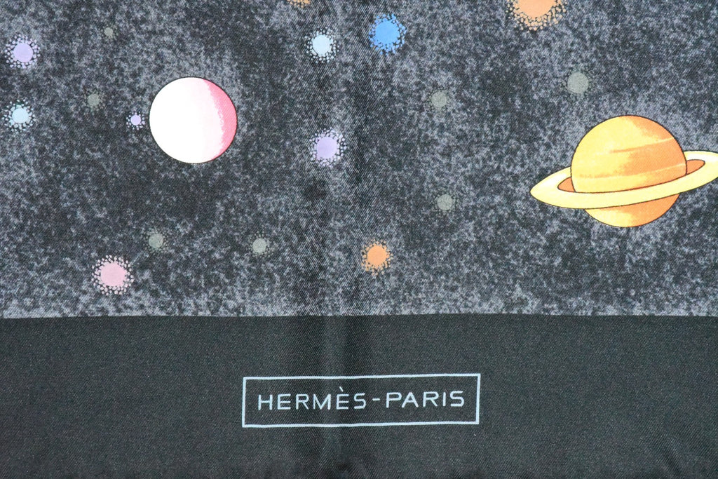 Hermes Scarf La Voie Lactee by Wlodek Kaminski Silk 90 cm milky way black