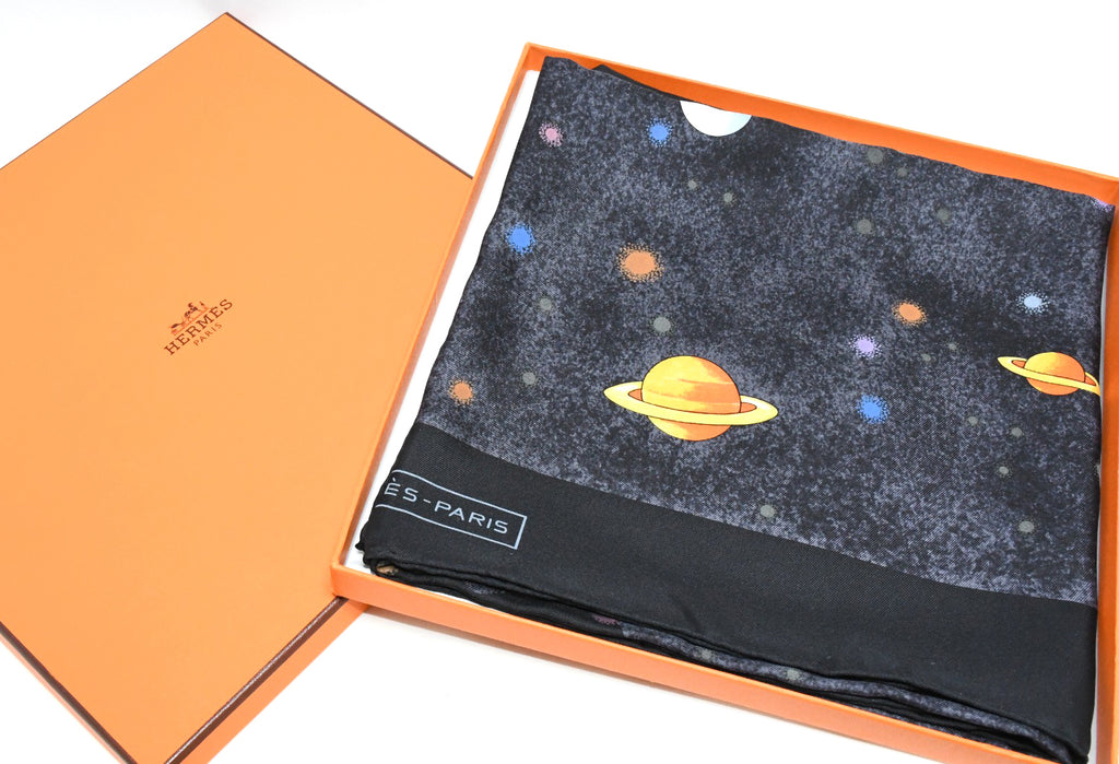 Hermes Scarf La Voie Lactee by Wlodek Kaminski Silk 90 cm milky way black