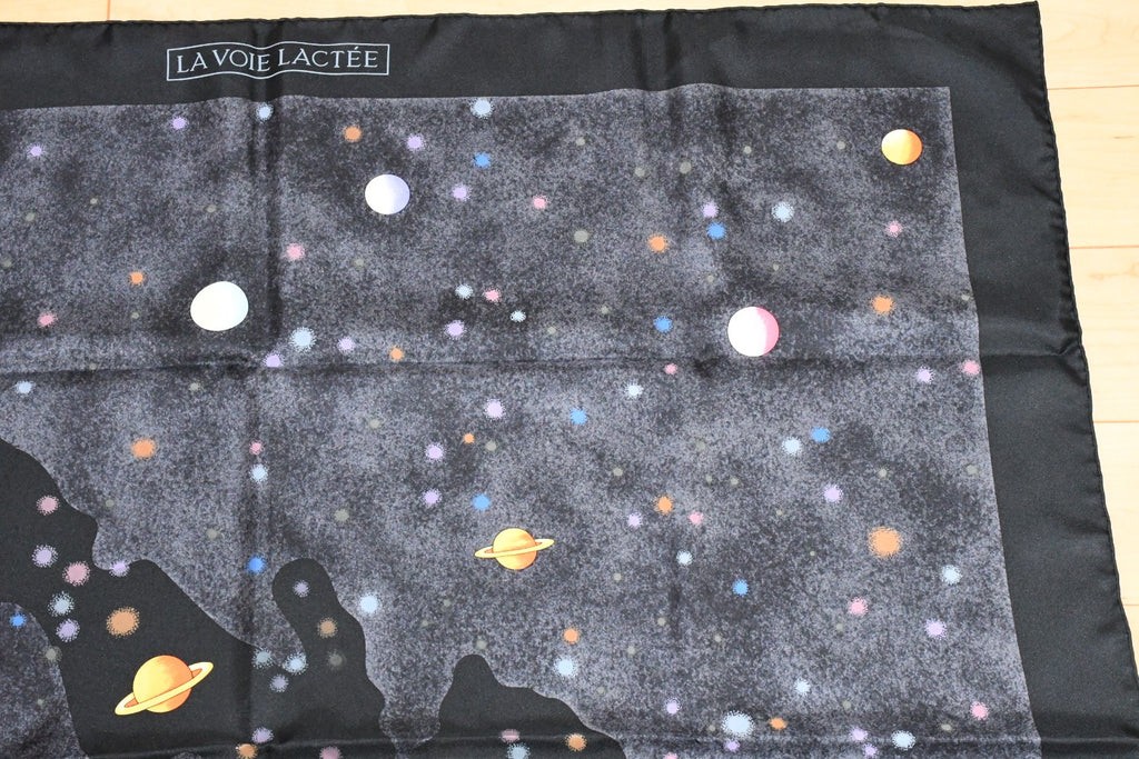 Hermes Scarf La Voie Lactee by Wlodek Kaminski Silk 90 cm milky way black