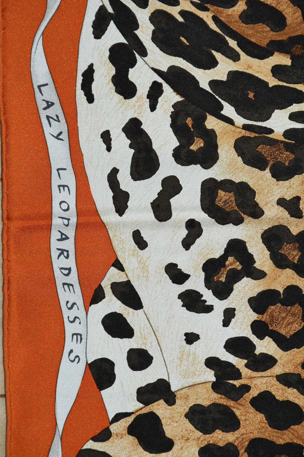 Hermes Scarf Lazy Leopardesses 90 cm silk orange Carre leopard animal 35"