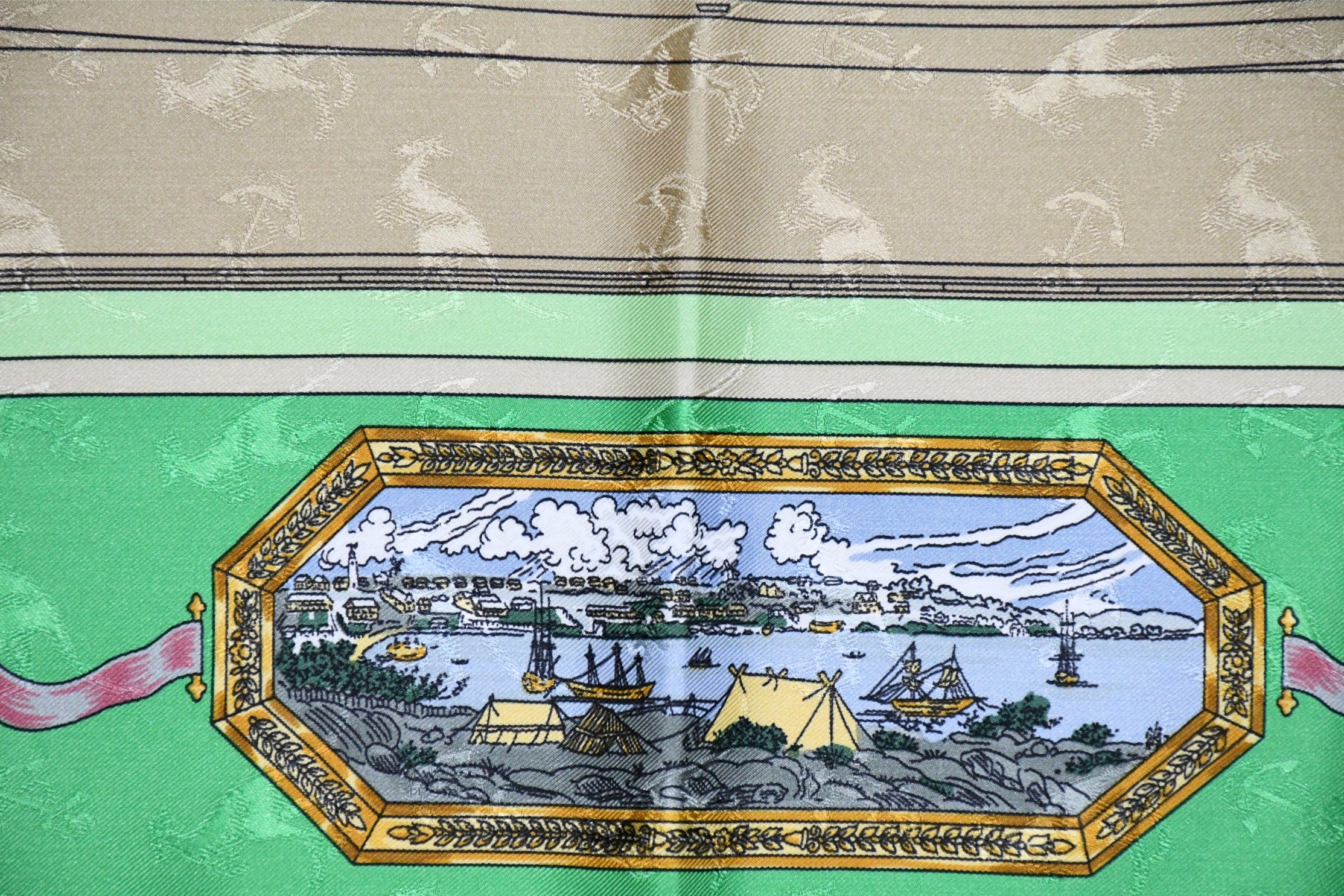 Hermes Scarf Le Geographe 90 cm silk green geography Carre map 35