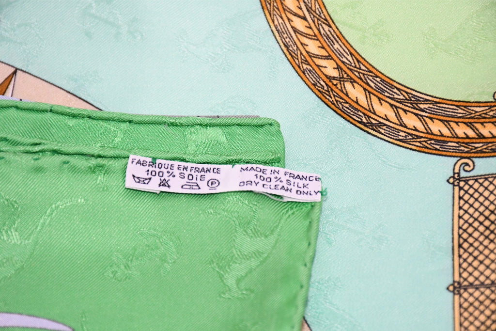 Hermes Scarf Le Geographe 90 cm silk green geography Carre map 35"