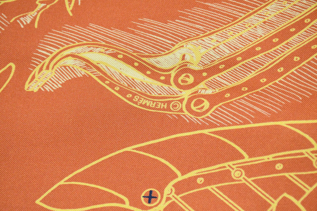Hermes Scarf Le Pegase d'Hermes 90 cm silk orange Carre Pegasus horse 35"