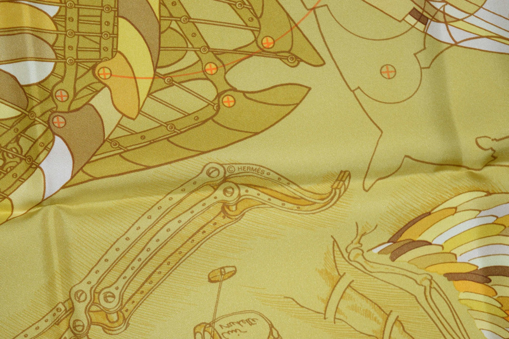 Hermes Scarf Le Pegase d'Hermes by Christian Renonciat Silk 90 cm Yellow Pegasus Carre