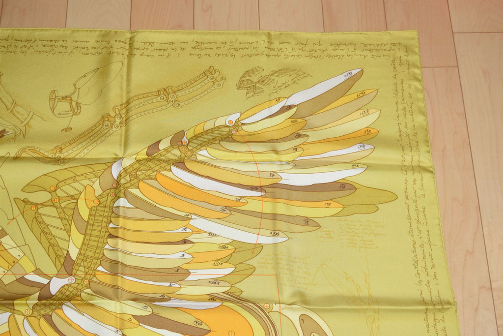 Hermes Scarf Le Pegase d'Hermes by Christian Renonciat Silk 90 cm Yellow Pegasus Carre