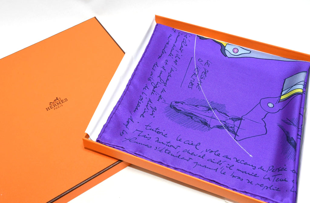 Hermes Scarf Le Pegase d'Hermes by Christian Renonciat Silk 90 cm purple Pegasus Carre