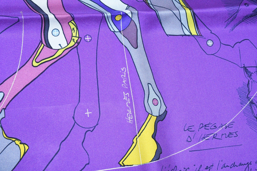 Hermes Scarf Le Pegase d'Hermes by Christian Renonciat Silk 90 cm purple Pegasus Carre