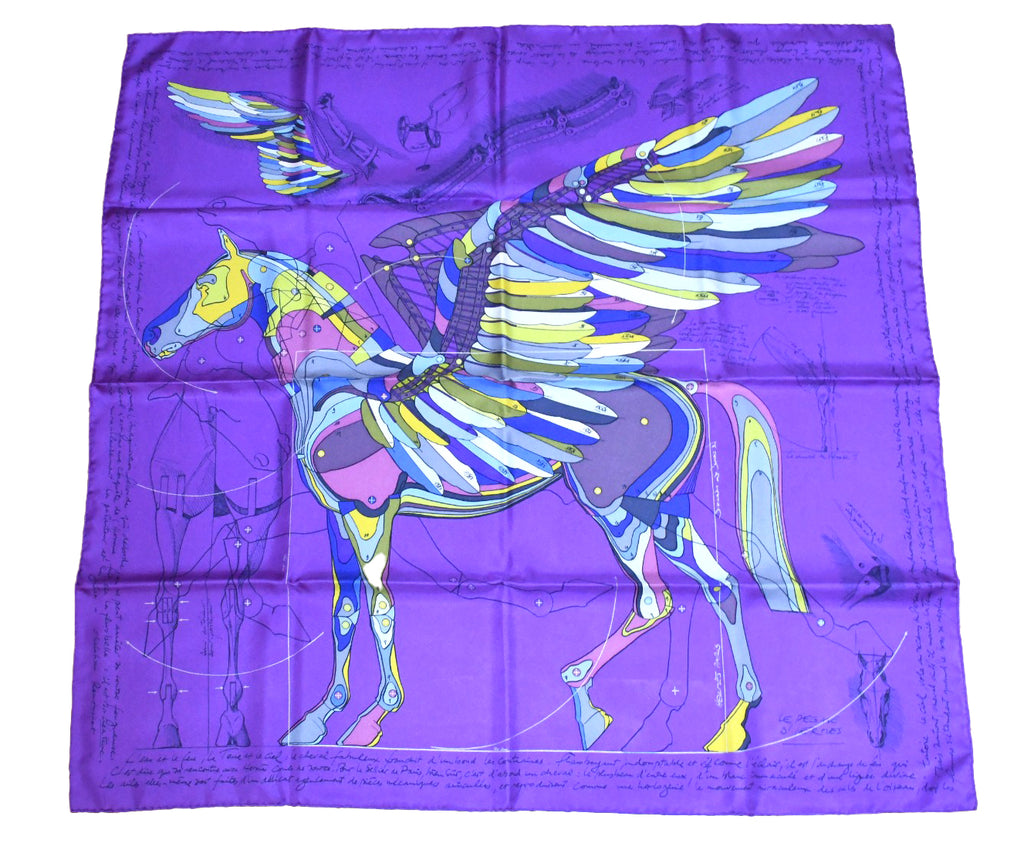 Hermes Scarf Le Pegase d'Hermes by Christian Renonciat Silk 90 cm purple Pegasus Carre