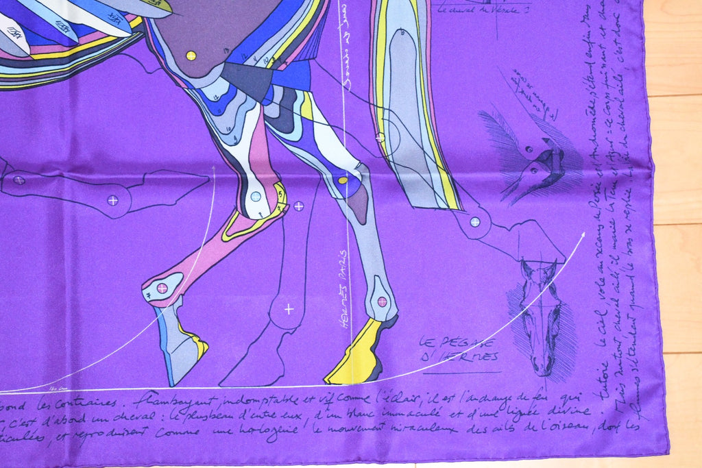 Hermes Scarf Le Pegase d'Hermes by Christian Renonciat Silk 90 cm purple Pegasus Carre