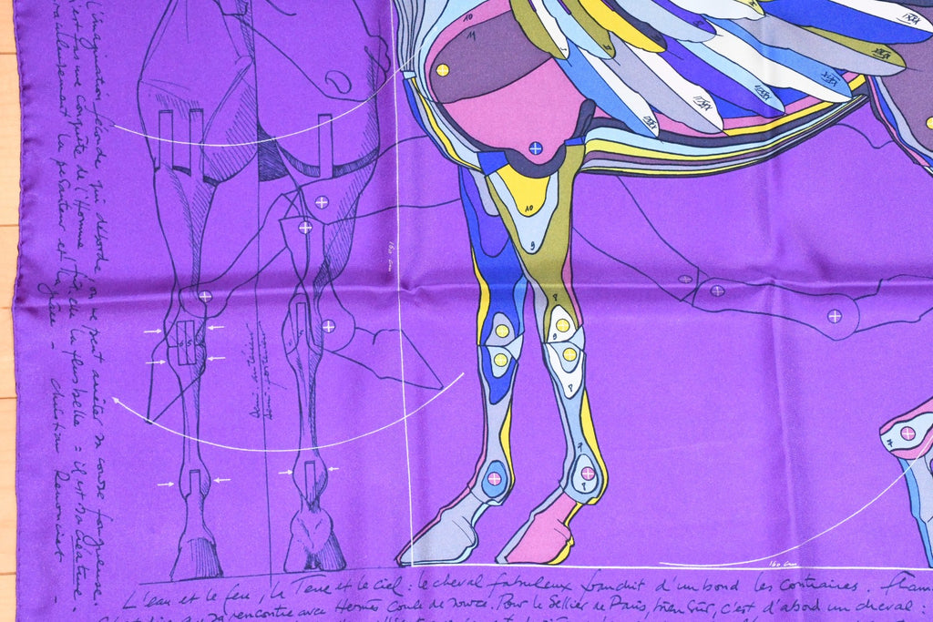 Hermes Scarf Le Pegase d'Hermes by Christian Renonciat Silk 90 cm purple Pegasus Carre