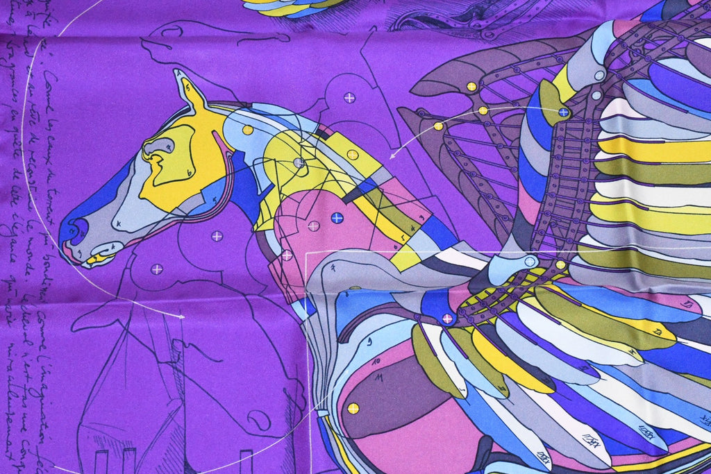 Hermes Scarf Le Pegase d'Hermes by Christian Renonciat Silk 90 cm purple Pegasus Carre