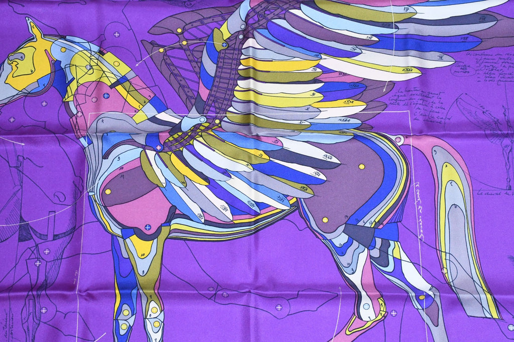 Hermes Scarf Le Pegase d'Hermes by Christian Renonciat Silk 90 cm purple Pegasus Carre