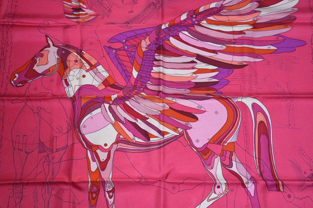 Hermes Scarf Le Pegase d'Hermes by Christian Renonciat silk 90 cm pink Pegasus