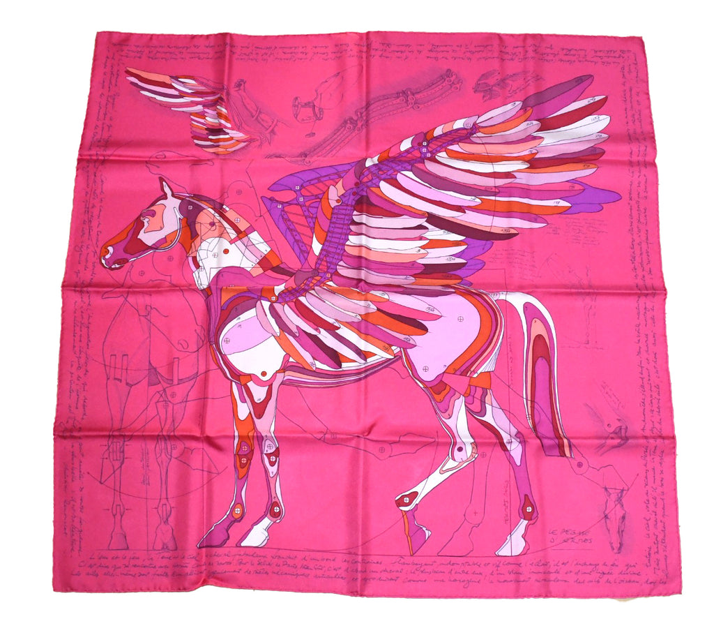 Hermes Scarf Le Pegase d'Hermes by Christian Renonciat silk 90 cm pink Pegasus