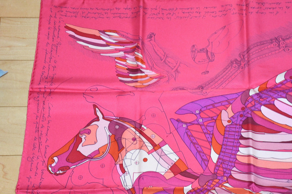 Hermes Scarf Le Pegase d'Hermes by Christian Renonciat silk 90 cm pink Pegasus