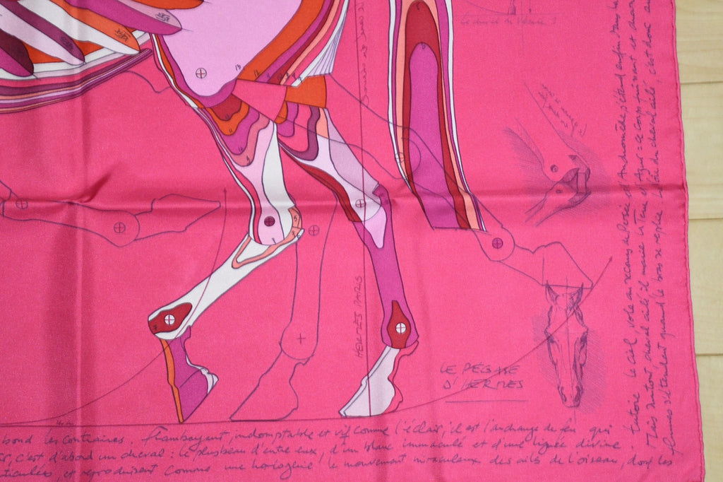 Hermes Scarf Le Pegase d'Hermes by Christian Renonciat silk 90 cm pink Pegasus