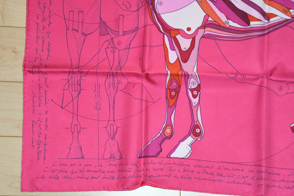 Hermes Scarf Le Pegase d'Hermes by Christian Renonciat silk 90 cm pink Pegasus
