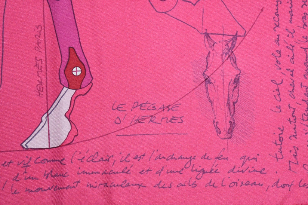 Hermes Scarf Le Pegase d'Hermes by Christian Renonciat silk 90 cm pink Pegasus
