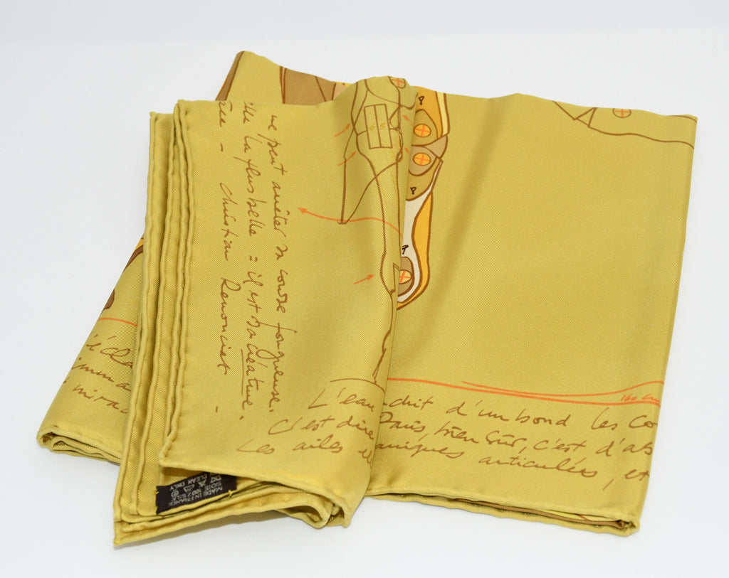 Hermes Scarf Le Pegase d'Hermes 90 cm silk yellow brown Pegasus Carre 35"